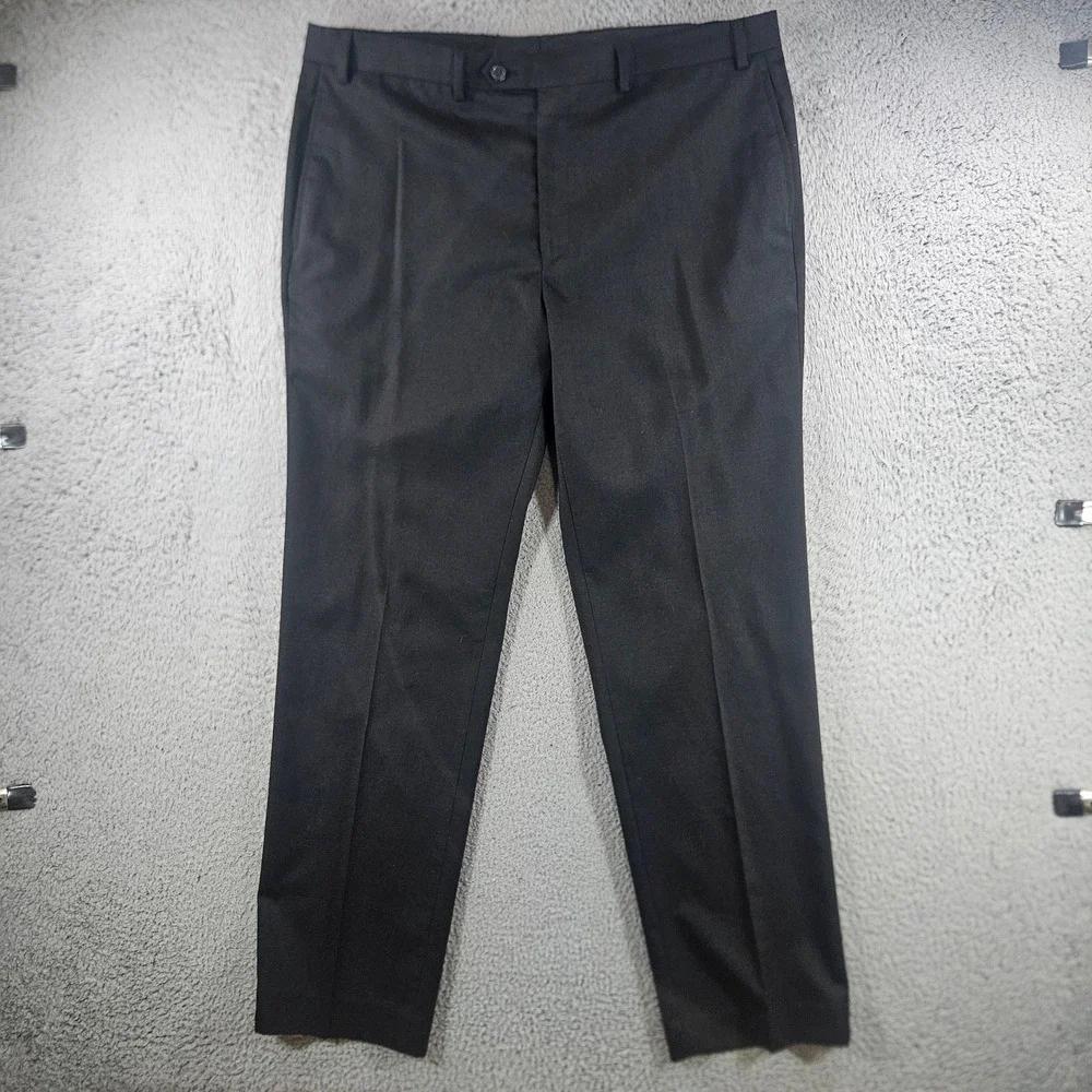Lauren Ralph Lauren Mens Dress Pants Black Flat Front 38W x 32L Stretch Trousers